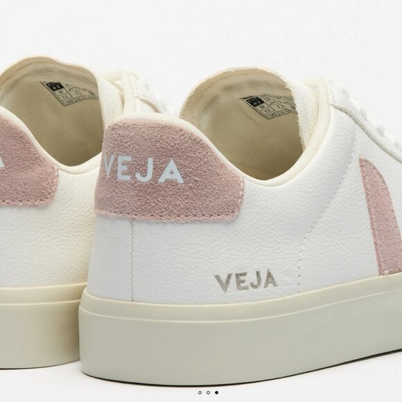 Veja Women's Campo Leather Sneakers in White and Pink - Picture 3 of 8
